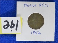 1952 Mexico 25c silver