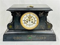 ANTIQUE FRENCH MARBLE MANTLE CLOCK RESTORED