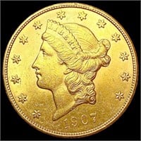 1907 $20 Gold Double Eagle CHOICE AU