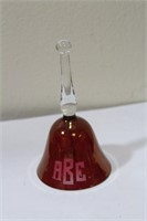 An Etched Ruby Red Glass Bell