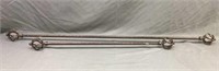 2 Curtain Rods W/ Scroll Ball Ends Brown Color