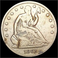 1861 Seated Liberty Half Dollar LIGHTLY