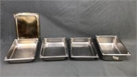 4 Syscoware Metal Tubs W/ 1 Lid