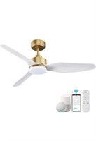 $170 Hoenofly 48” smart white gold ceiling fan