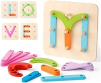 Wooden Alpha-Numeric Puzzle STEM Toy for Kids 3+