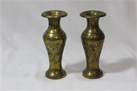 A Pair of Small Brass Vases