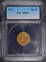 1911$2.5 GOLD INDIAN ICG MS-62