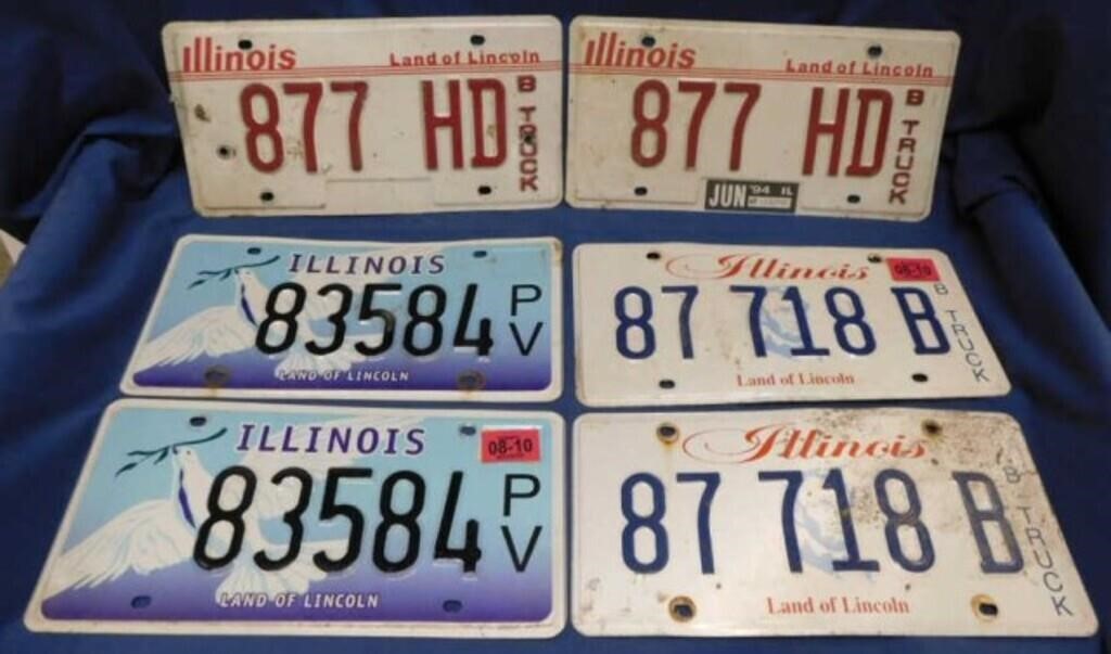 10 embossed metal Illinois license plates
