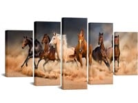 * Large 5 Piece Painting Running Horse