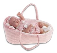 16" Life-like Baby Girl Doll With Bassinet