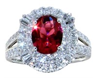 Oval 2.67 ct Ruby & VS Lab Diamond Ring