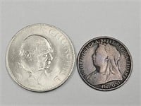 1900 Victoria Penny & 65 Churchill Coin