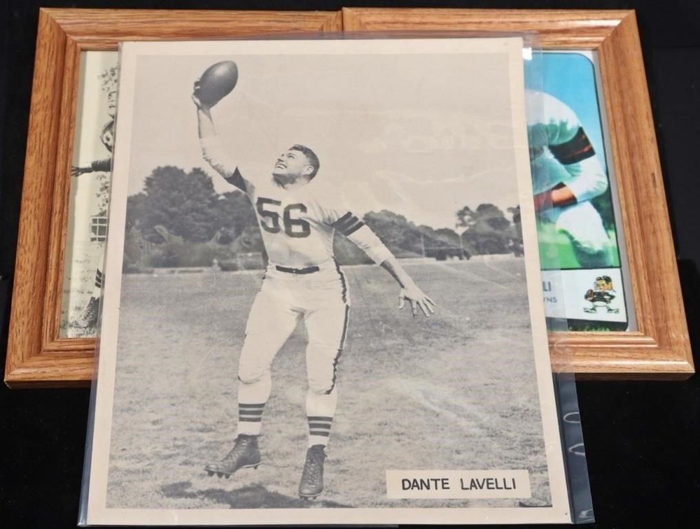 (3) PHOTOS OF D LAVELLI CLE BROWNS, 2 AUTOGRAPHED