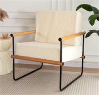 MAXYOYO Cream Framed Upholstered Armchair, Metal a