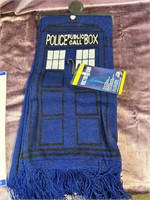 NWT Doctor Who Tardis Knit Scarf Police Call Box