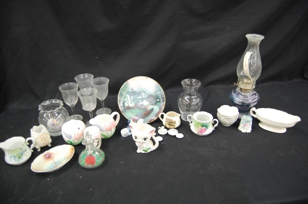 China Dishes, Oil Lamp & Vases