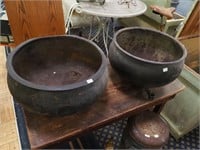 Two cream separator bowls, 17" and 16"