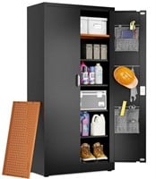 Locking Metal Storage Cabinet, 71", Black - UNUSED