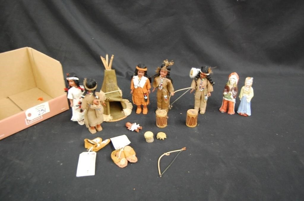 Carlson Indian Dolls W/ Papoose & Tee Pee