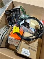 large box of home improvement & electrical items