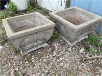 2 small concrete planters