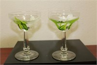 A Pair of Hand Painted Glass Goblets