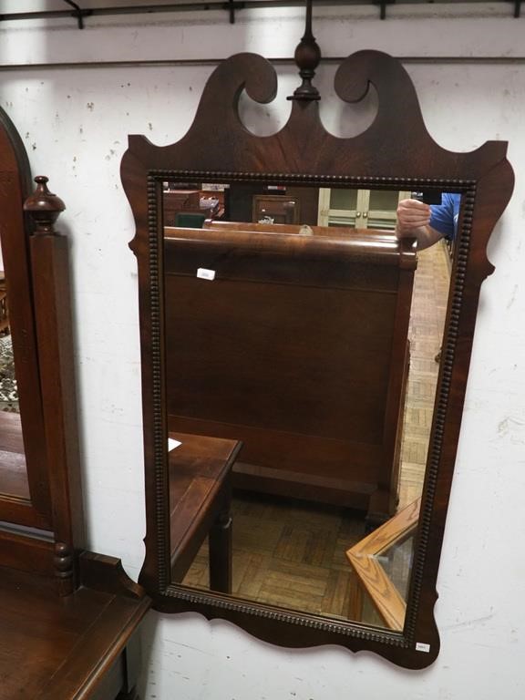 Chippendale-style mahogany wall mirror, 22" x 42"