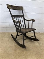 Antique Softwood Spindle Back Rocking Chair