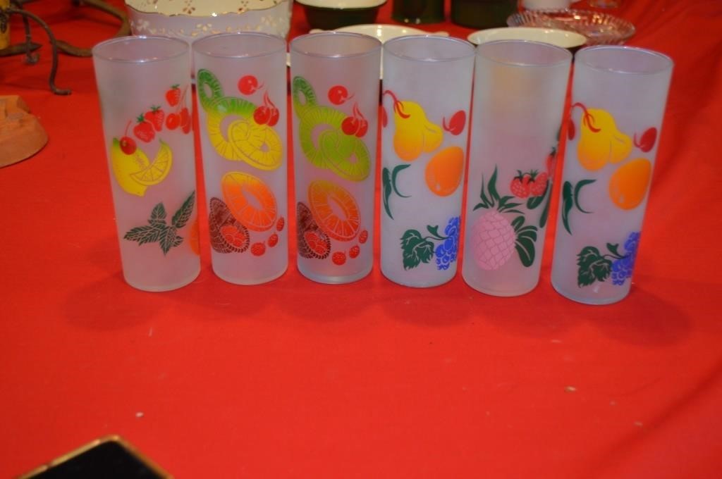 Set of 6 Fruit Frosted Glassware