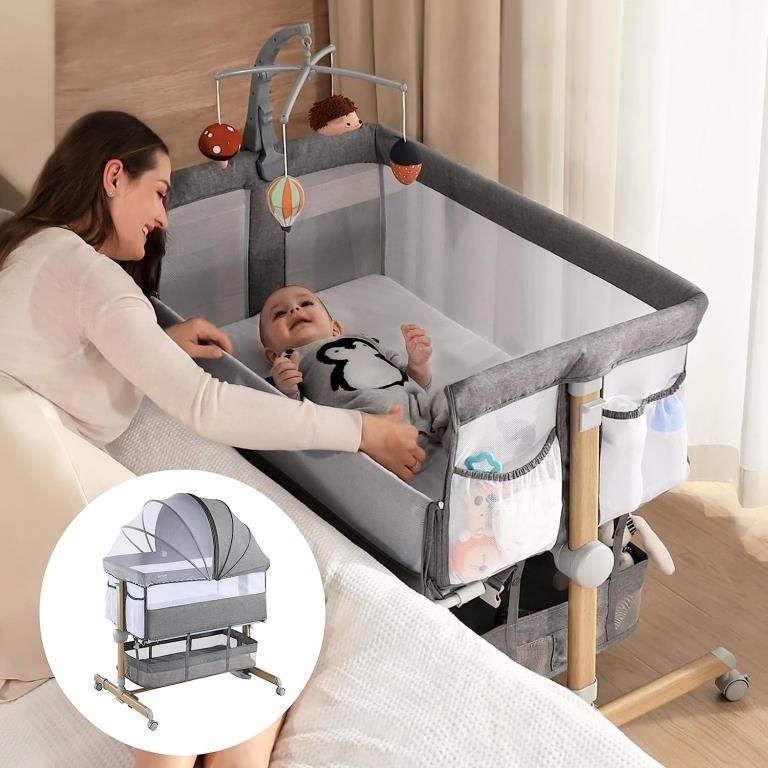3 in 1 Baby Bassinet with Wheels, Portable