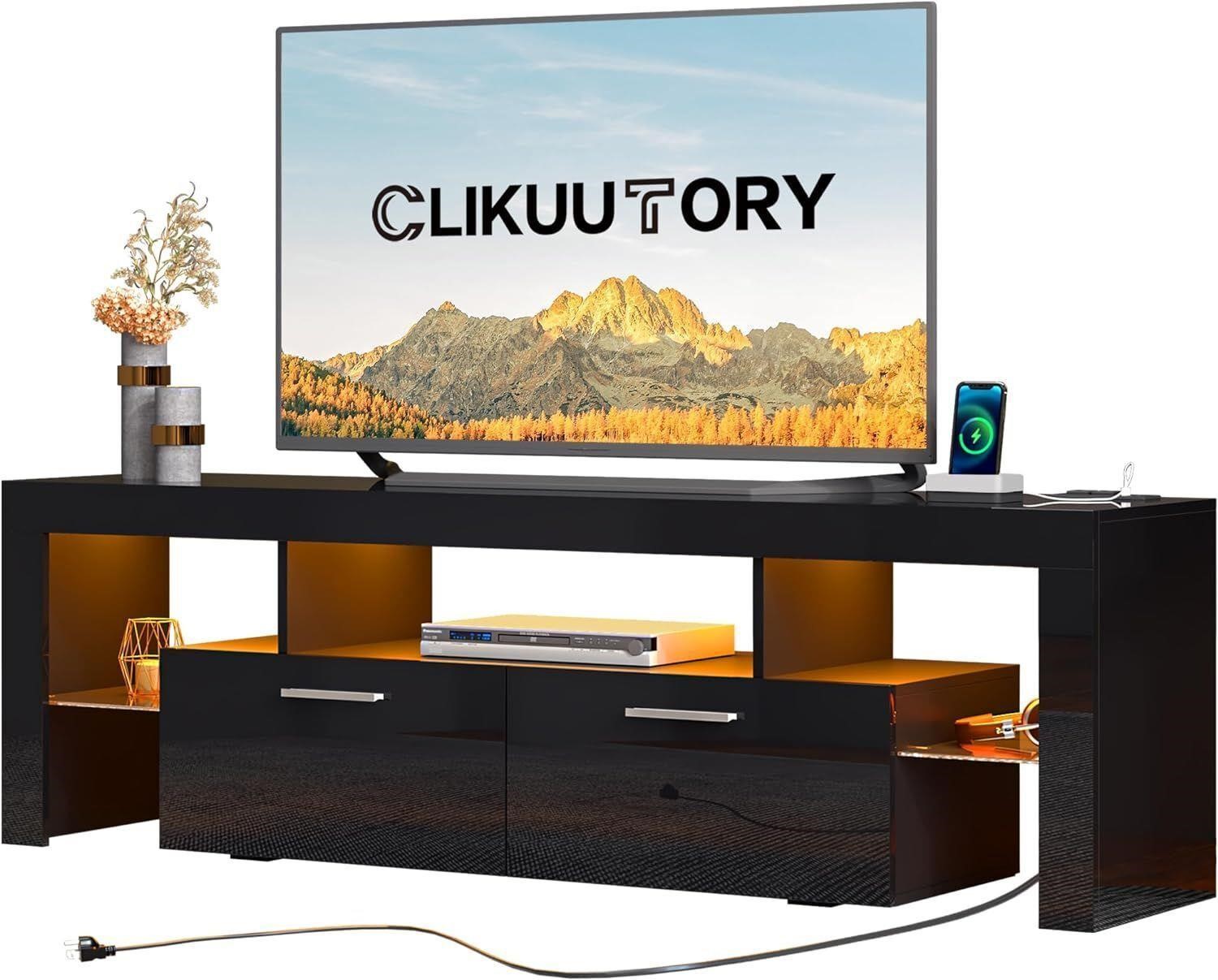 Clikuutory Modern LED Black 67 inch TV Stand