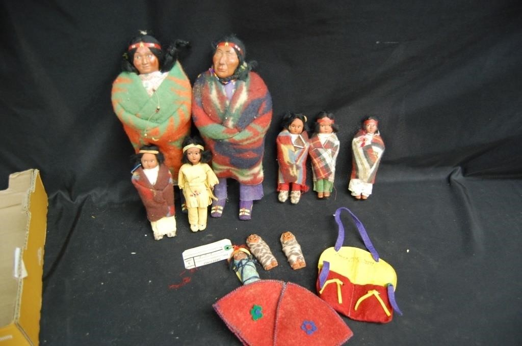 Native American Skookum (?) Dolls- 10 Total