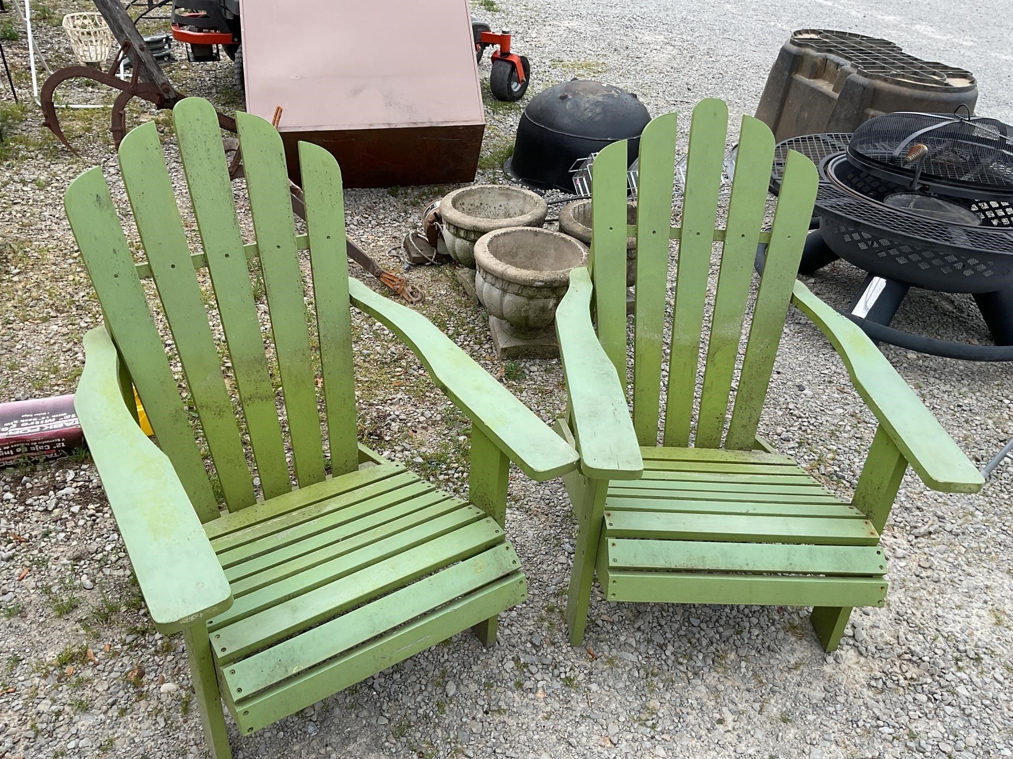 2 outdoor wood chairs