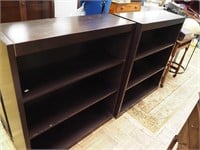 Pair of mahogany open bookcases, 39" long x