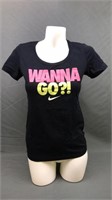 Nike Tshirt Slim Fit Wanna Go? Sz M Womens Black