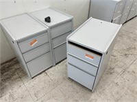 3 Rolling Cabinets w/ File & Organizer Drawers