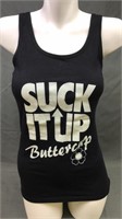 Suck It Up Buttercup Tank Top Sz M Black