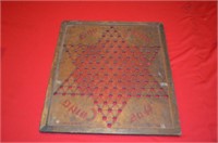 Vintage Wood Hop Ching Chinese Checkers Board