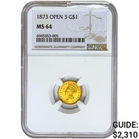 1873 Rare Gold Dollar NGC MS64 Open 3