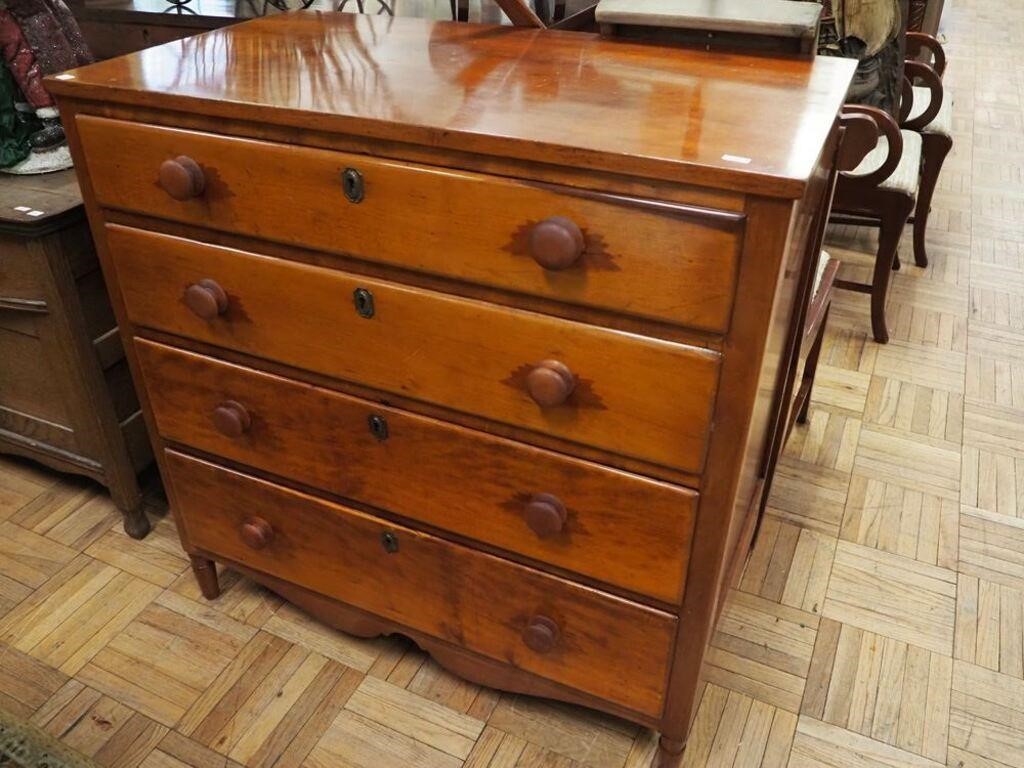 Vintage four-drawer cherry chest, 37" long x