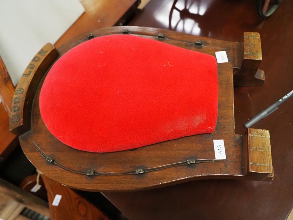 Vintage walnut horseshoe-shaped footrest