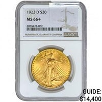 1923-D $20 Gold Double Eagle NGC MS66+