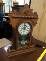 Striking kitchen clock, fancy walnut case with