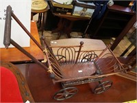 Victorian doll carriage, 27" long  x 19"