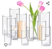 Cylinder Flower Vases, Pillar Votives 10 Pc