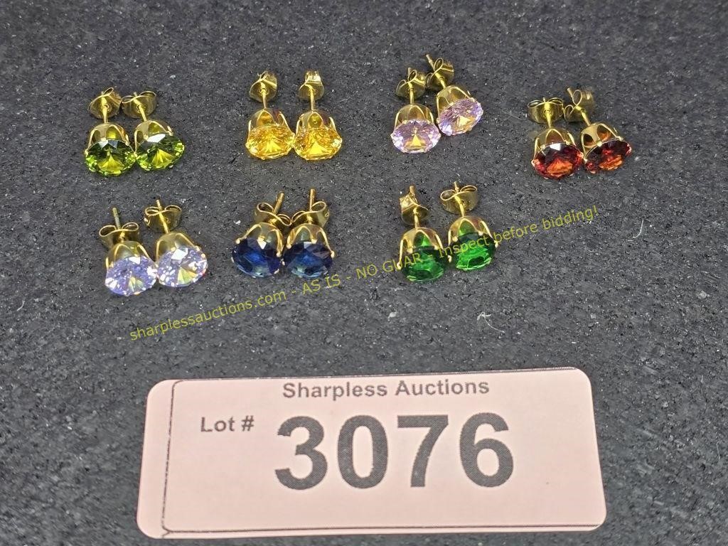 (7) Pairs of Gemstone Earrings