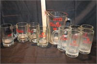 Coors Beer Pitcher & 9 Mugs
