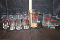 Coors Beer Pitcher & 8 Glasses & 2 Mugs