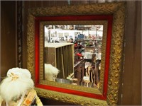 Victorian beveled wall mirror in fancy gesso