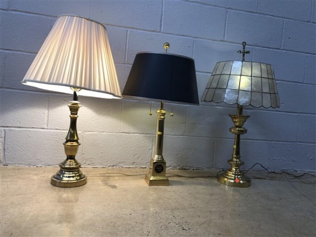 3 Various Brass Table Lamps